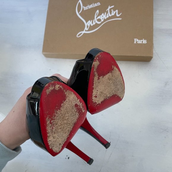 Christian Louboutin Black and Red Platform Heels - Picture 16 of 16